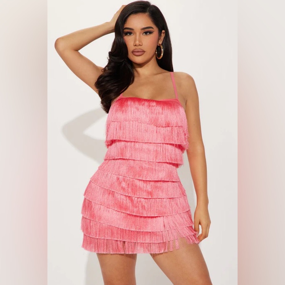 Elegant Pink Fringe Dress